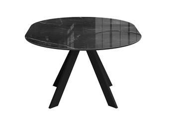 Стол раздвижной раздвижной DikLine SFC110 d1100 стекло Оптивайт Черный мрамор/подстолье черное/опоры черные в Костроме