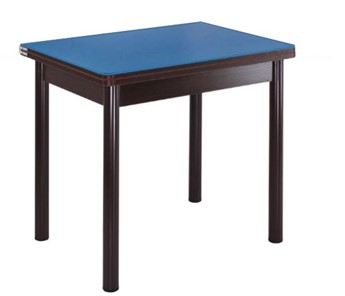 Стол со стеклянной столешницей СПА-01 СТ2, венге ЛДСП/стекло синие/38 прямые трубки крашеные коричневый в Костроме