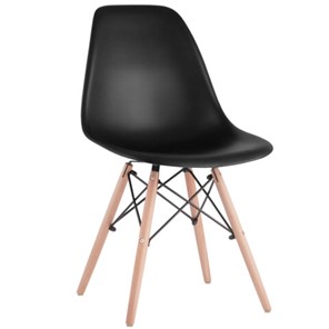 Комплект обеденных стульев 4 шт. BRABIX "Eames CF-010", пластик черный, опоры дерево/металл, 532631, 2033A в Костроме