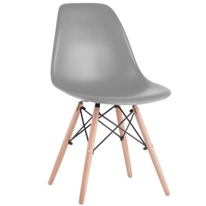 Комплект обеденных стульев 4 шт. BRABIX "Eames CF-010", пластик серый, опоры дерево/металл, 532632, 2033A в Костроме