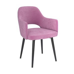 Обеденный стул Берта, велюр тенерифе розовый/Цвет металл черный в Костроме