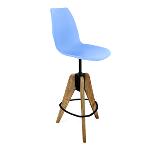 Барный стул SHT-ST29/S92 (голубой pan 278/брашированный коричневый/черный муар) в Костроме