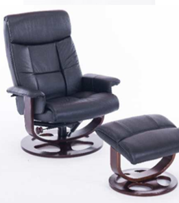 Офисное кресло ДамОфис J6011 для релаксации нат. кожа / дерево, черный в Костроме