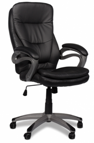 Кресло офисное ДамОфис J 9302 экокожа /пластик, черный в Костроме
