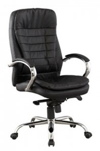 Кресло компьютерное ДамОфис J 9031-1 нат. кожа /хром, черный в Костроме