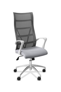 Офисное кресло для руководителя Топ X белый каркас, сетка/ткань TW / серая/ серая в Костроме