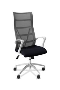 Кресло для руководителя Топ X белый каркас, сетка/ткань TW / серая/черная в Костроме