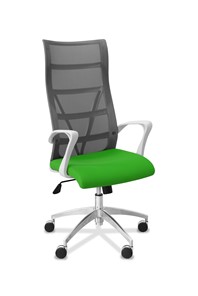 Кресло в офис Топ X белый каркас, сетка/ткань TW / серая/салатовая в Костроме