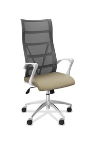 Офисное кресло Топ X белый каркас, сетка/ткань TW / серая/светло-серая в Костроме