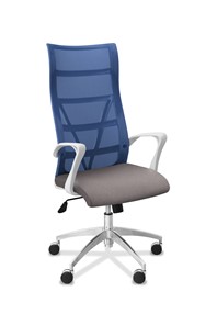 Офисное кресло для руководителя Топ X белый каркас, сетка/ткань TW / синяя/серая в Костроме