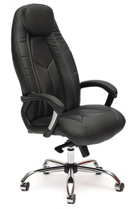 Офисное кресло BOSS Lux, кож/зам, черный/черный перфорированный, арт.9160 в Костроме
