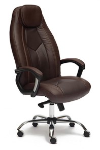 Кресло компьютерное BOSS Lux, кож/зам, коричневый/коричневый перфорированный, арт.9816 в Костроме