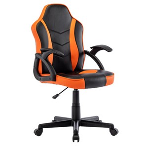 Офисное кресло BRABIX "Shark GM-203", экокожа, черное/оранжевое, 532513 в Костроме