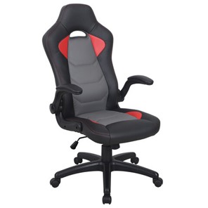Офисное кресло BRABIX "Skill GM-005", откидные подлокотники, экокожа, черное/красное, 532496 в Костроме