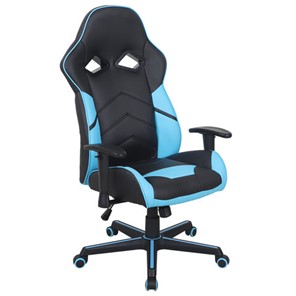 Офисное кресло BRABIX "Storm GM-006", регулируемые подлокотники, экокожа, черное/голубое, 532501 в Костроме