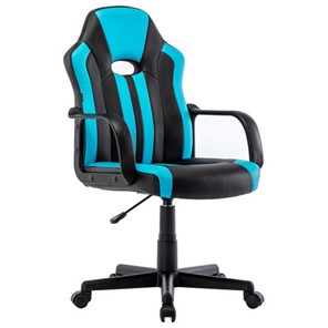 Офисное кресло BRABIX "Stripe GM-202", экокожа, черное/голубое, 532509 в Костроме