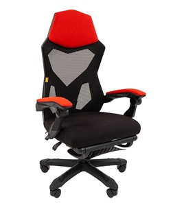 Компьютерное кресло CHAIRMAN 571 с подставкой для ног , сетчатый акрил / полиэстер черный/красный в Костроме