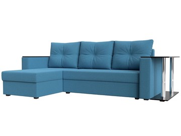 Угловой диван с оттоманкой Атланта Лайт, Амур голубой (микровельвет) в Костроме