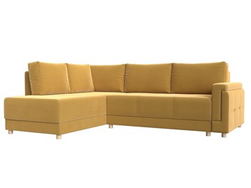 Угловой раскладной диван Лига-024, Желтый (Микровельвет) в Костроме