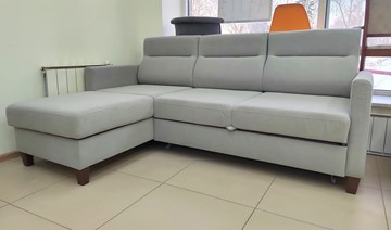 Угловой диван с оттоманкой Марсель Luma 13 серый велюр в Костроме