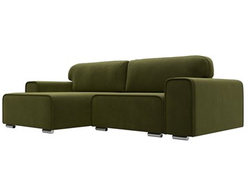 Угловой раскладной диван Лига-029, Зеленый (Микровельвет) в Костроме