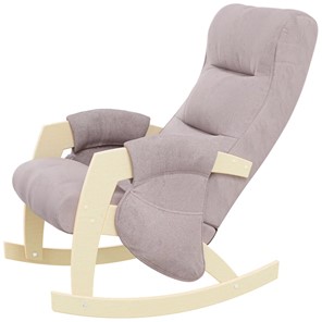 Кресло-качалка ЭЛИТ с карманами Джанни (каркас дуб, сиденье серо-розовое) в Костроме