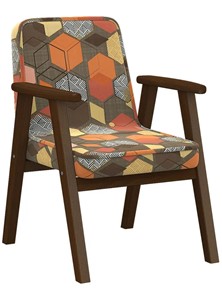 Кресло Ретро ткань геометрия коричневый, каркас орех в Костроме