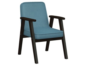 Кресло мягкое Ретро ткань голубой, каркас венге в Костроме