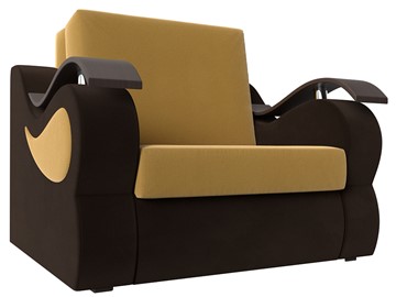 Кресло раскладное Меркурий (60), Желтый\коричневый (Микровельвет\Экокожа) в Костроме