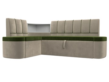 Кухонный диван Тефида, Зеленый\Бежевый (Микровельвет) в Костроме