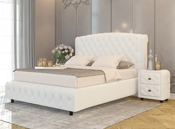 Двуспальная кровать Salvatore Grand 200x200, Экокожа (Белый) в Костроме