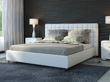 Двуспальная кровать Corso-3 160х200, Экокожа (Белый) в Костроме
