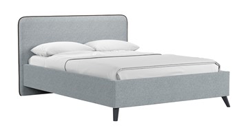Кровать с подъемным механизмом Миа, 140 Bravo grey (серый) / кант Лайт 10 Велюр (коричневый) + кроватное дно в Костроме