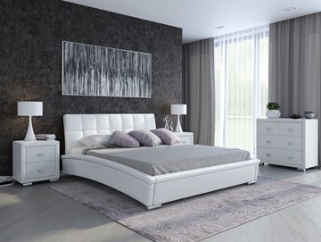 Двуспальная кровать Орматек Corso-1L 180х200, Экокожа (Белый) в Костроме