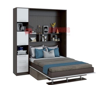 Кровать-шкаф с диваном DetalMaster Бела 1, с полкой ножкой с 1 пеналом, 1600х2000, венге/белый в Костроме