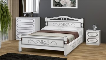 Кровать с выкатными ящиками Карина-5 (Белый Жемчуг) 160х200 в Костроме