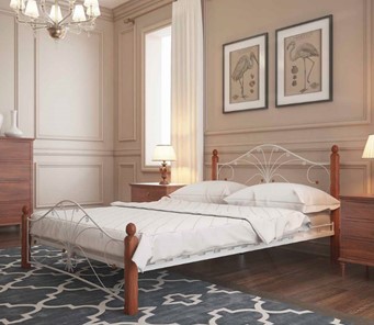 Кровать двуспальная Фортуна 1, 1600, белый/махагон в Костроме