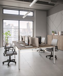 Офисный набор мебели Комфорт КФ (дуб шамони темный) на белом металокаркасе в Костроме
