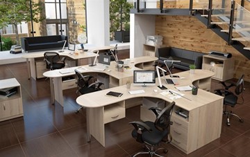 Комплект офисной мебели SIMPLE с эргономичными столами и тумбами в Костроме