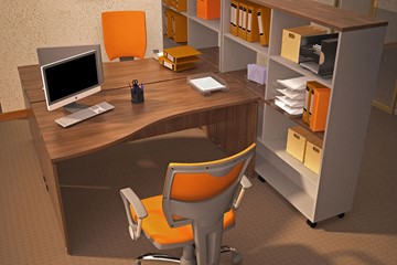 Комплект офисной мебели Милан для 2 сотрудников со стеллажом в Костроме