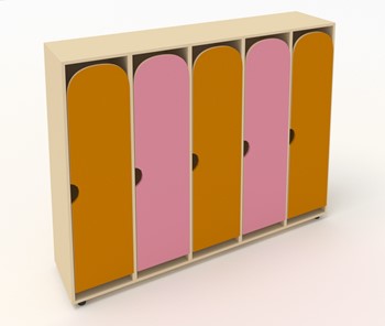 Детский распашной шкаф ШГ5У Беж+Оранжевый+Розовый в Костроме