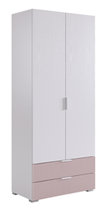 Шкаф двухдверный Зефир 108.01 (белое дерево/пудра розовая (эмаль)) в Костроме
