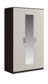 Шкаф 3 двери Genesis Светлана, с зеркалом, венге/дуб молочный в Костроме