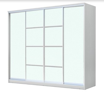 Шкаф 4-х дверный ХИТ 22-4-24/2-8888, с матовым стеклом, разделительные планки х2, Белый в Костроме