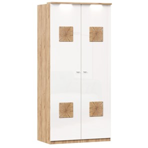 Шкаф двухстворчатый Фиджи с декоративными накладками 659.237, цвет белый в Костроме