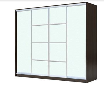 Шкаф 4-х дверный ХИТ 23-24/2-8888, с матовым стеклом, разделительные планки х2, Венге в Костроме