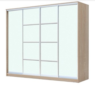 Шкаф 4-х дверный ХИТ 23-4-24/2-8888, с матовым стеклом, разделительные планки х2, Дуб сонома в Костроме