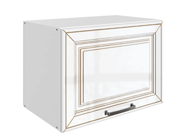 Кухонный шкаф Атланта L500 Н360 (1 дв. гл.) эмаль (белый/белый глянец патина золото) в Костроме