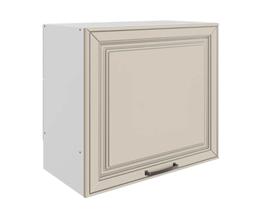 Навесной кухонный шкаф Атланта L600 Н566 (1 дв. гл.) эмаль (белый/сливки патина платина) в Костроме