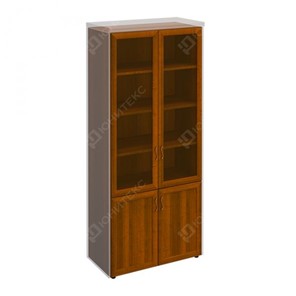 Шкаф для документов со стеклянными дверьми в рамке Мастер, темный орех (90х45х208) МТ 379 в Костроме